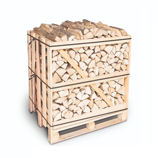 1 m³ Brennholz in Gitterbox — Birke, kammergetrocknet, leicht brennbar