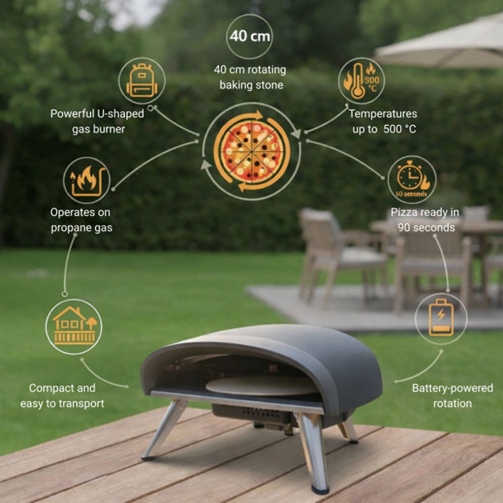 Tentazione AIR Gaspizzaofen mit drehbarem 16-Zoll-Pizzastein