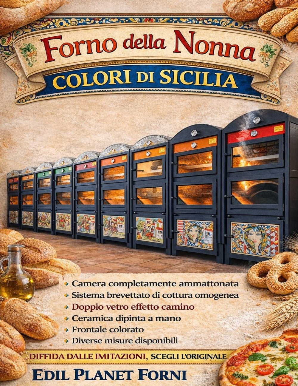 Edil Planet Forni® Forno Della Nonna Holzbackofen mit Doppelglastür