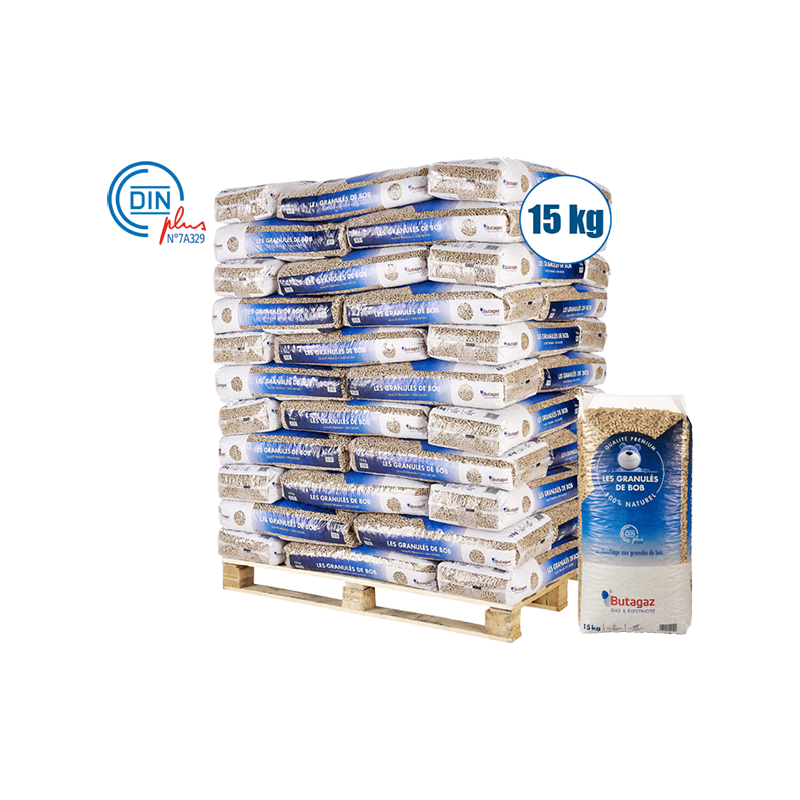 Pellet Butagaz DIN+ 100 % Nadelholz – Palette mit 66 Säcken à 15 kg